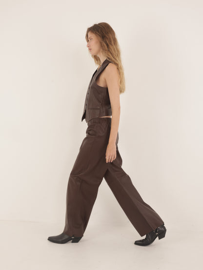 Wide leg Leather pants