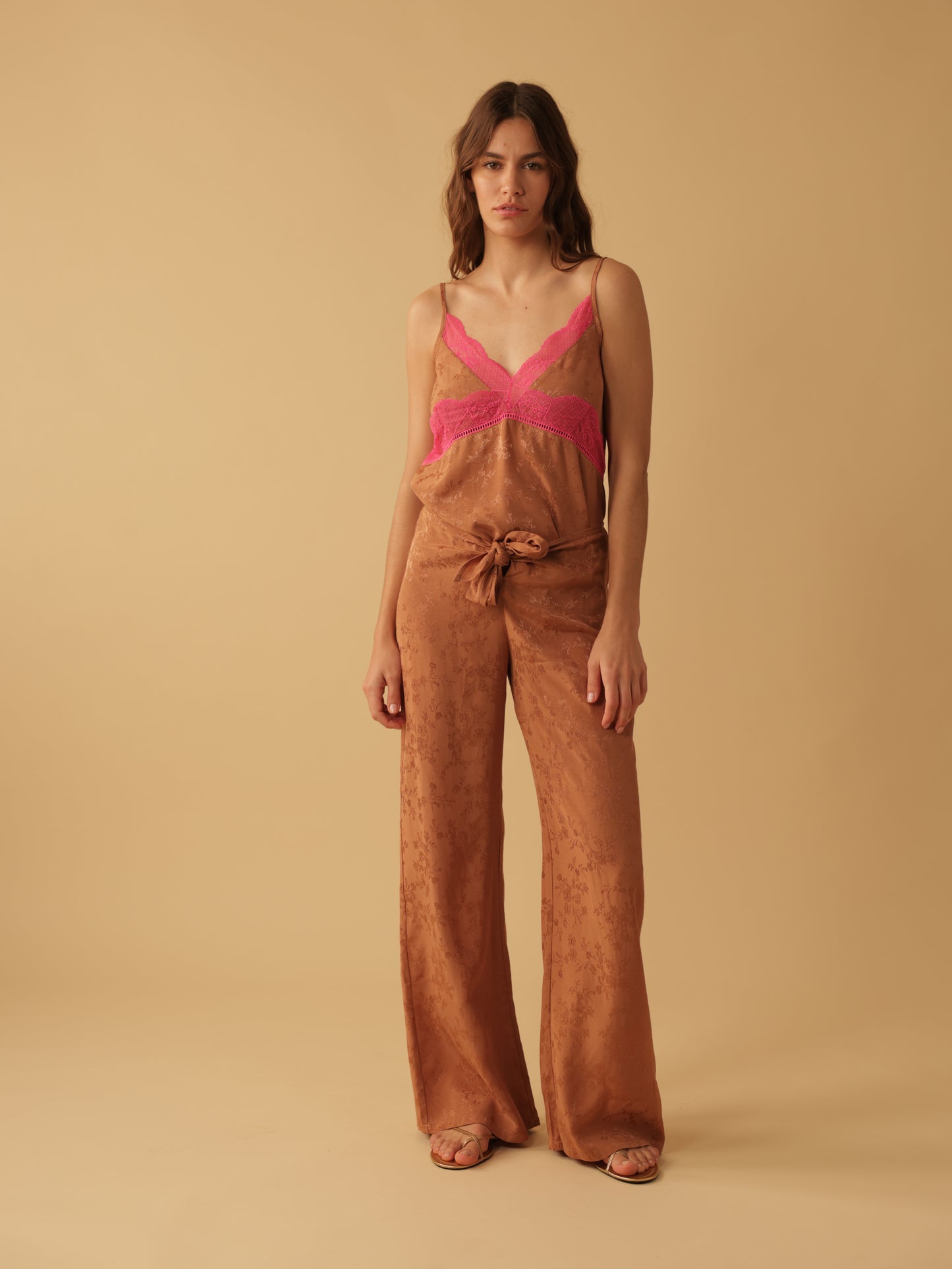 Tie Front Flare Leg Pants