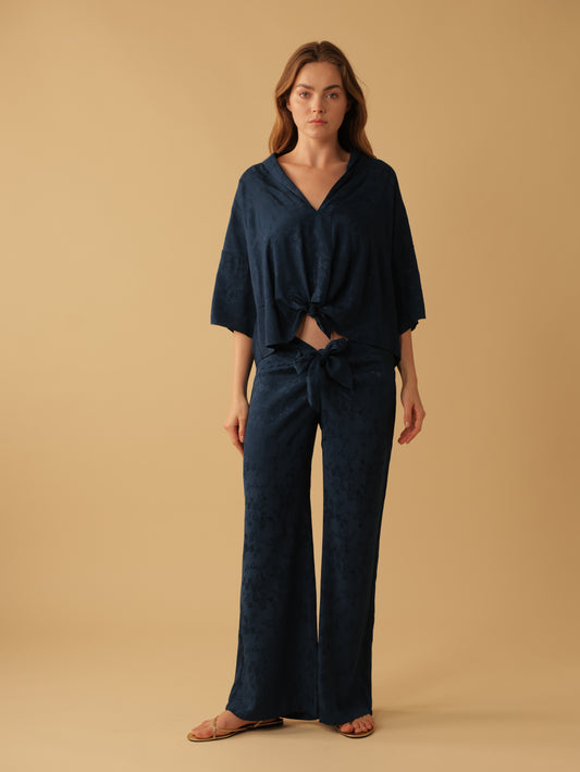 Tie Front Flare Leg Pants