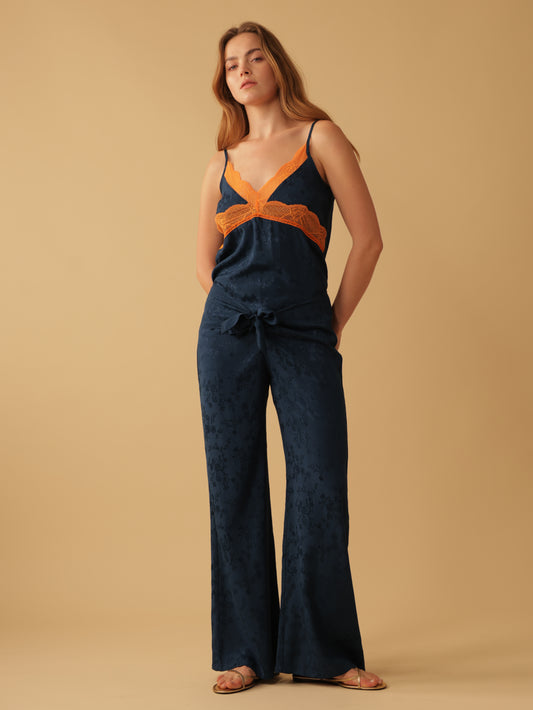 Tie Front Flare Leg Pants