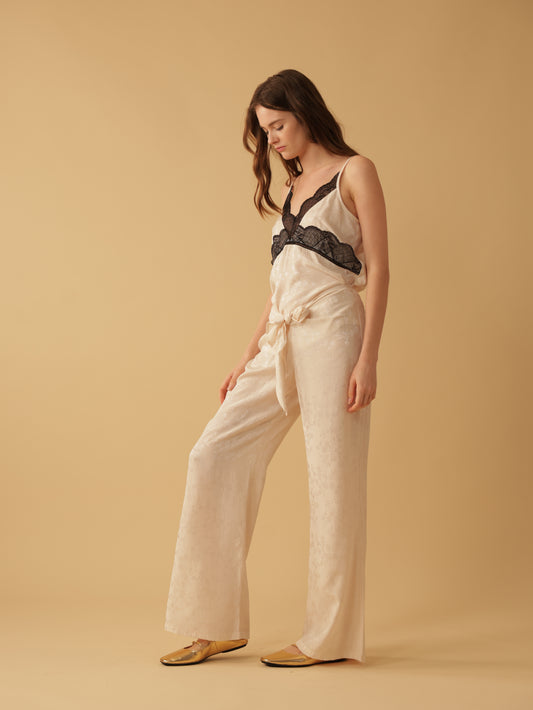 Tie Front Flare Leg Pants