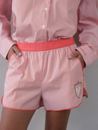 Embroidered Striped Shorts