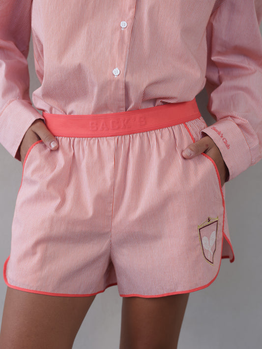 Embroidered Striped Shorts