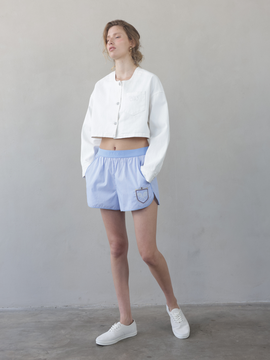 Embroidered Striped Shorts