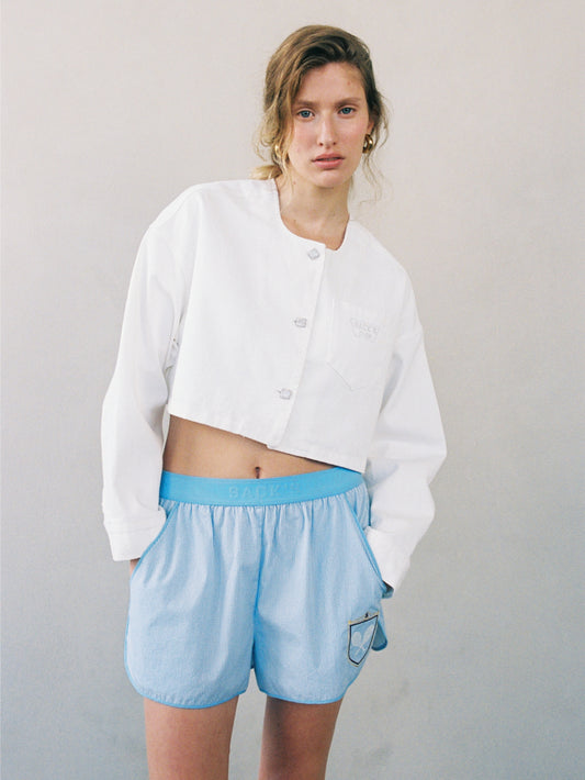 Embroidered Striped Shorts