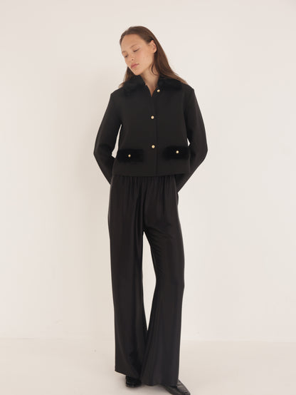 Wide-Leg Elastic Waist Pants