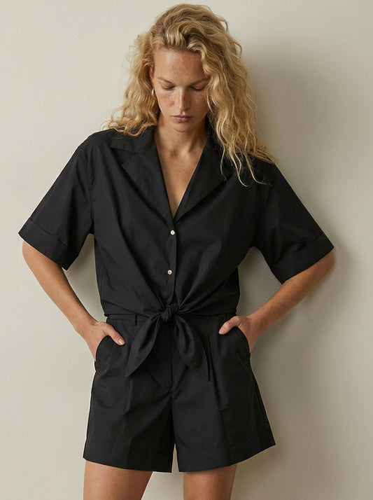 חולצת מכופתרת קשירה קדמית