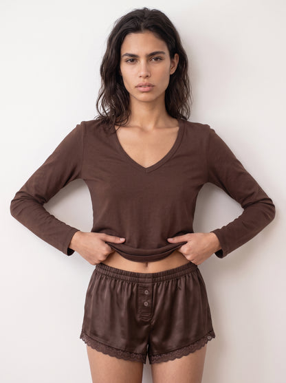 Long sleeve V-neck top