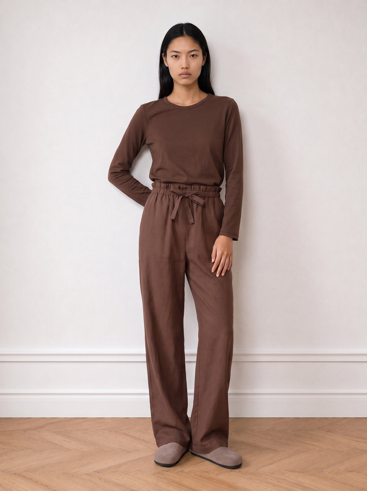 Long-sleeve crew-neck top
