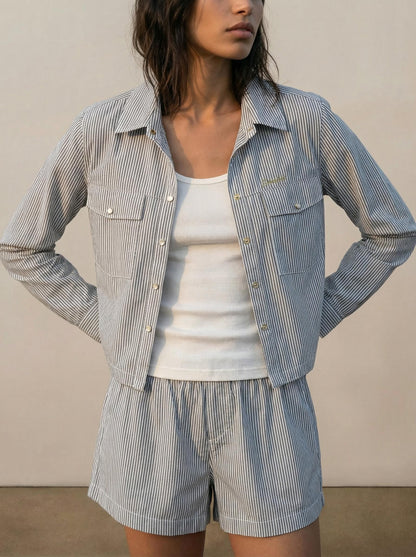 Striped button-down shirt