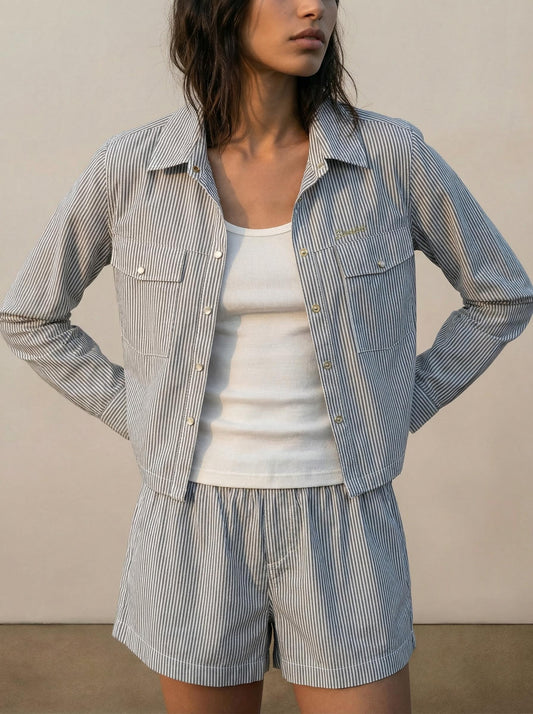Striped button-down shirt