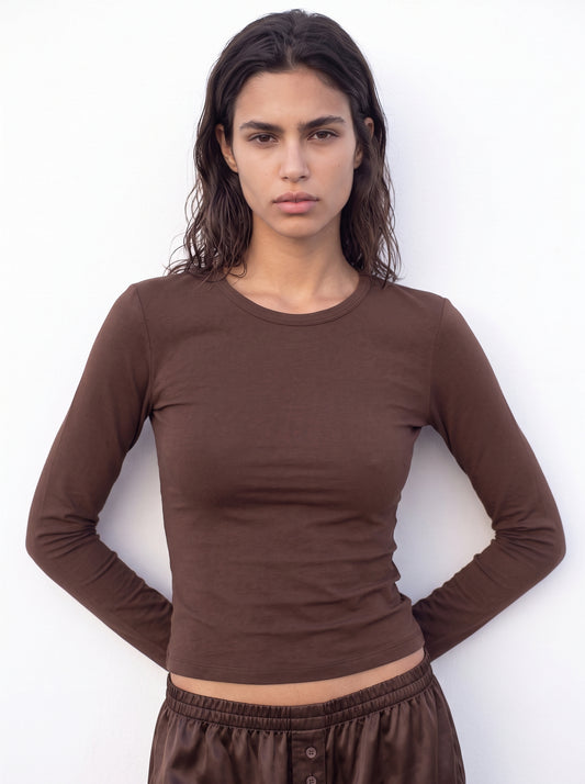 Long-sleeve crew-neck top