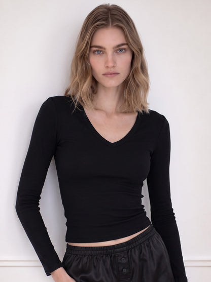 Long sleeve V-neck top