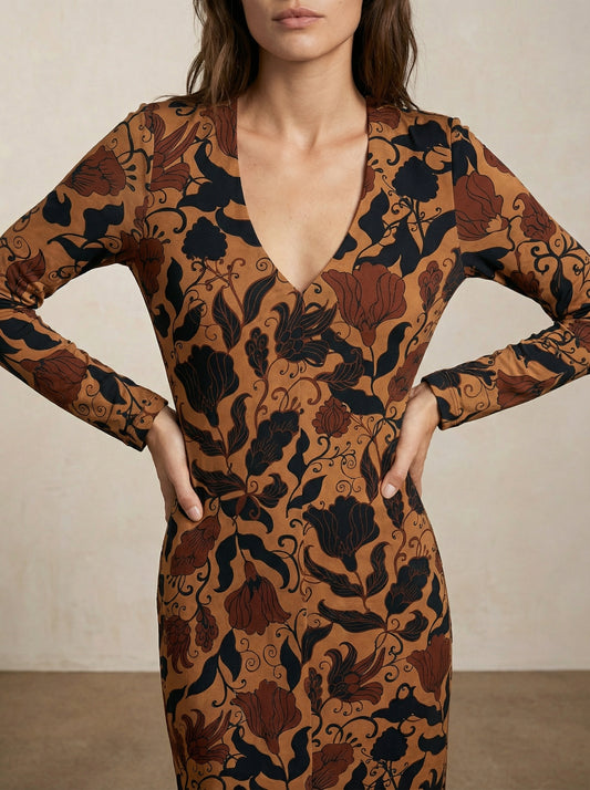 שמלה ארוכה מודפסת