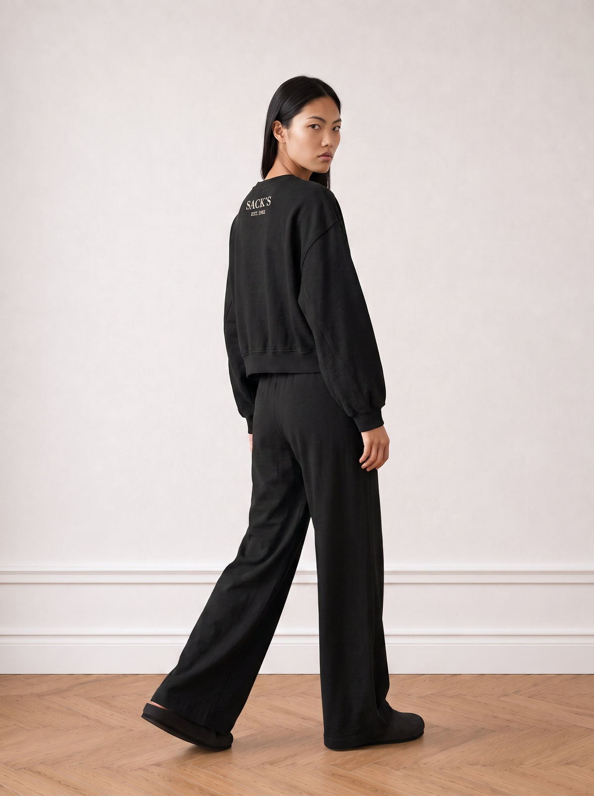 Slub-knit crew-neck sweatshirt