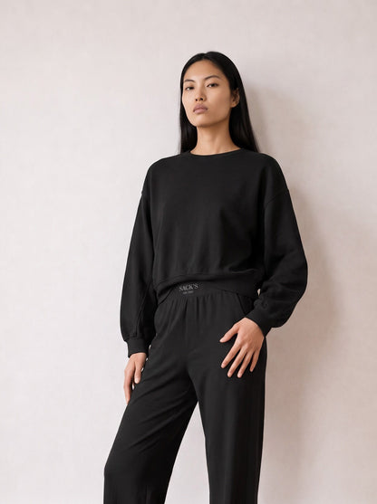 Slub-knit crew-neck sweatshirt