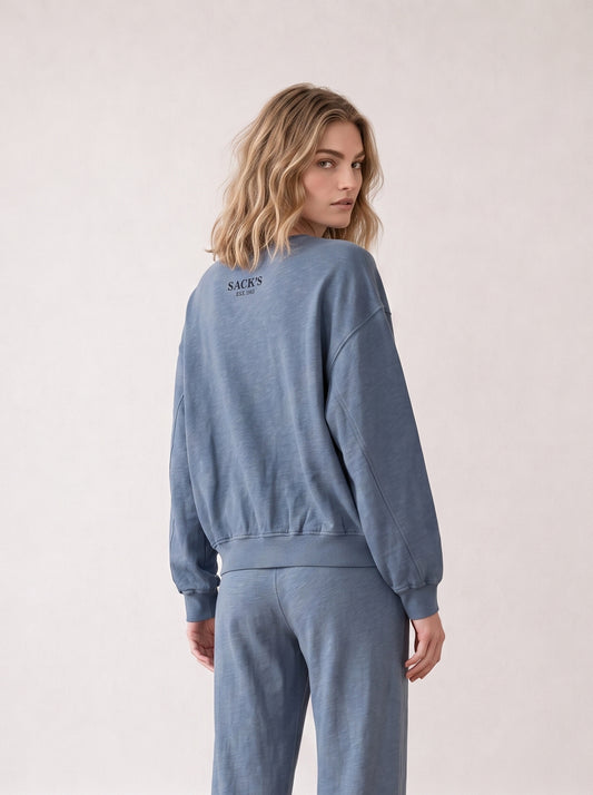 Slub-knit crew-neck sweatshirt