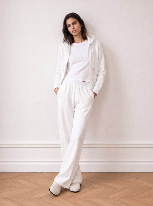 Slub-knit elastic-waist trousers