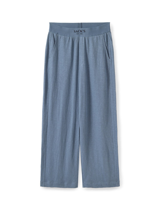 Slub-knit elastic-waist trousers