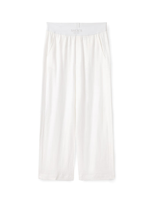 Slub-knit elastic-waist trousers