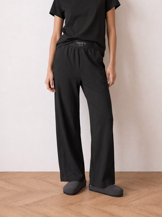 Slub-knit elastic-waist trousers