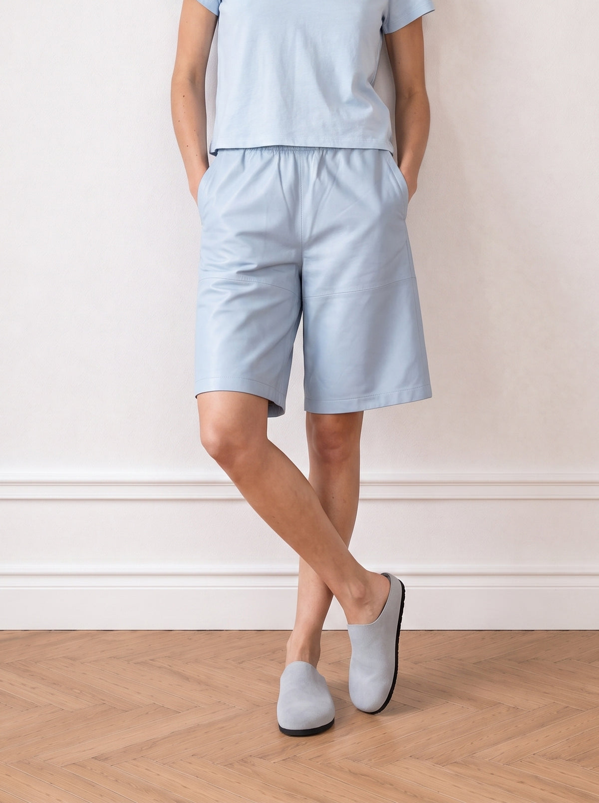Leather Bermuda shorts