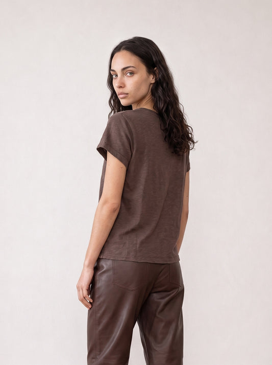 Slub cotton V-neck shirt