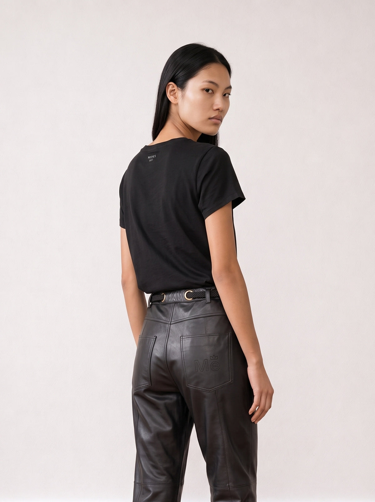 Short-sleeve V-neck jersey top