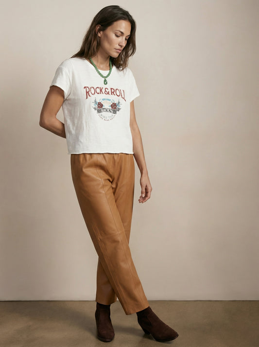 מכנס עור רגל רחבה