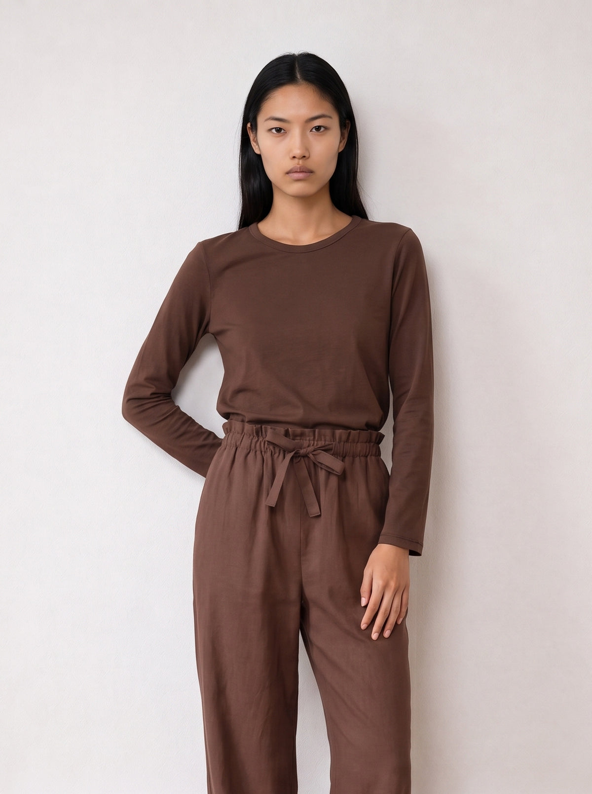 Long-sleeve crew-neck top
