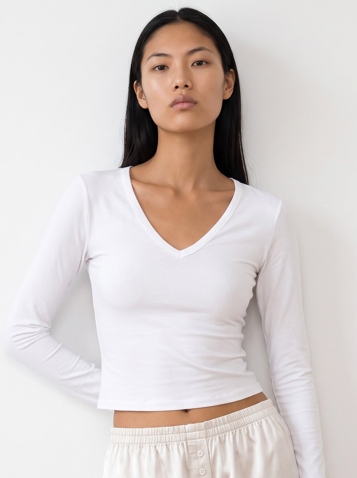 Long sleeve V-neck top