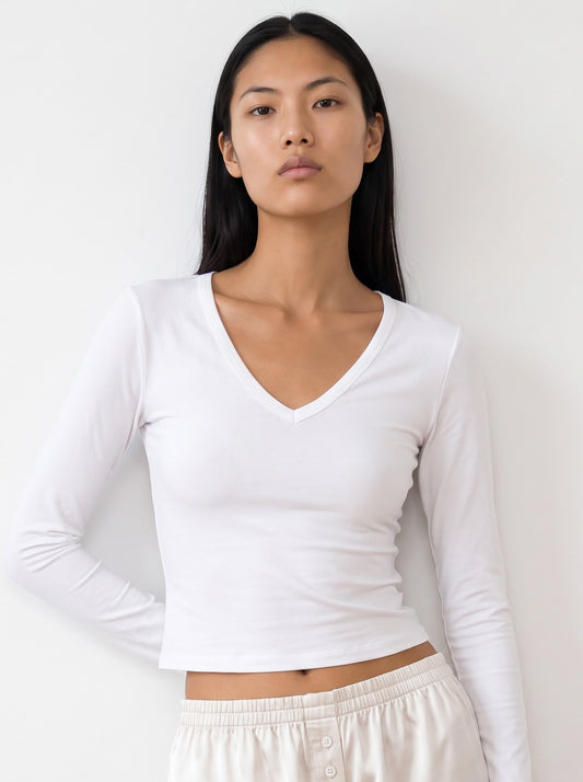 Long sleeve V-neck top