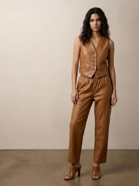 Wide-leg leather pants