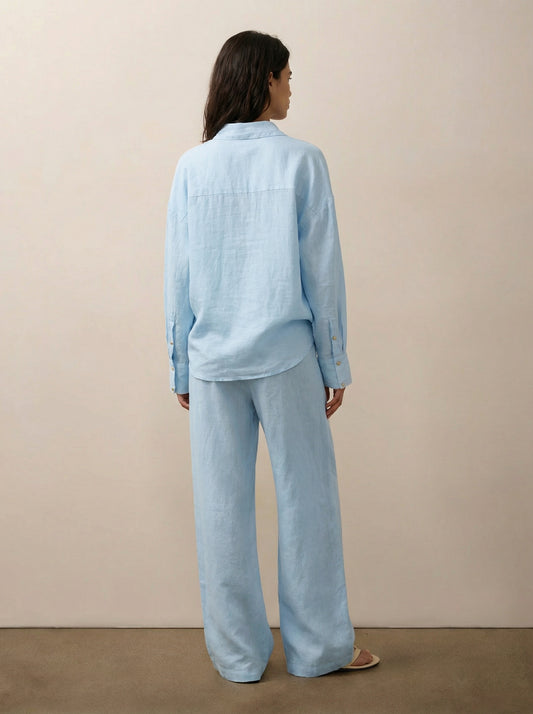 חולצת פשתן מכופתרת קלאסית