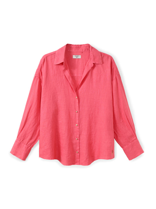 חולצת פשתן מכופתרת קלאסית