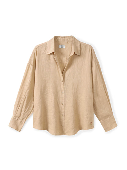 חולצת פשתן מכופתרת קלאסית