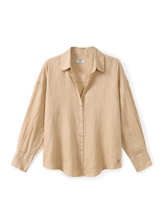 חולצת פשתן מכופתרת קלאסית