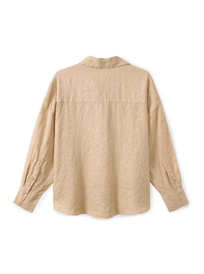 חולצת פשתן מכופתרת קלאסית