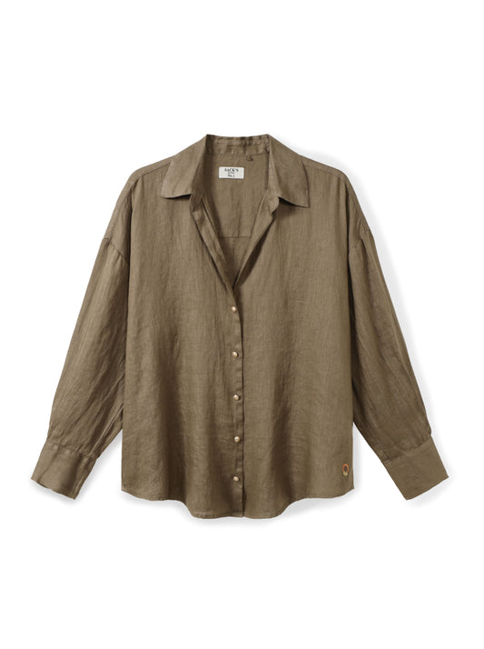 חולצת פשתן מכופתרת קלאסית