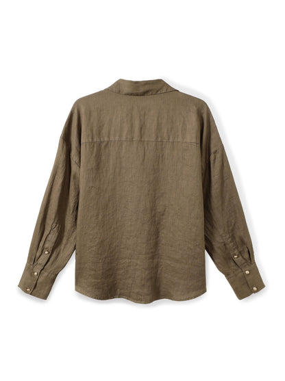 חולצת פשתן מכופתרת קלאסית