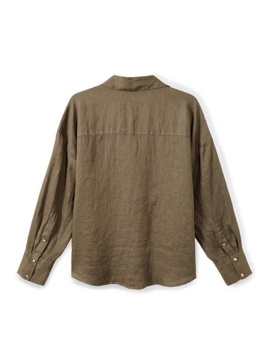 חולצת פשתן מכופתרת קלאסית