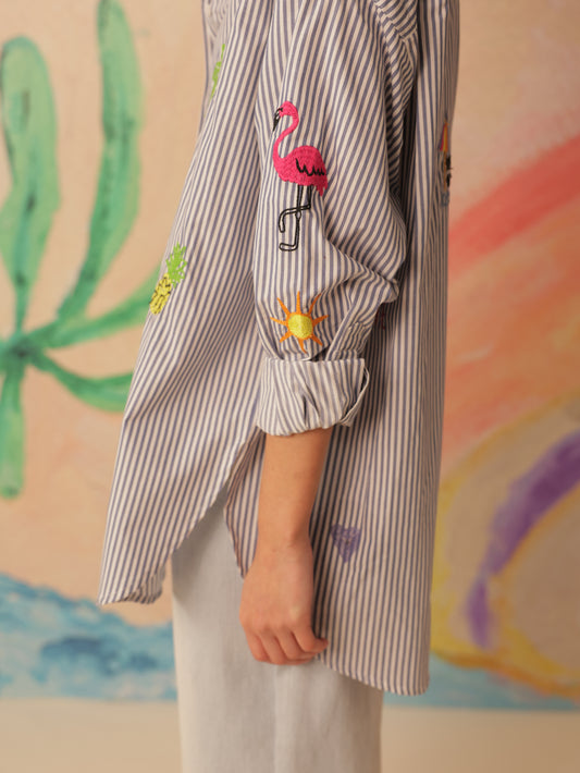 Embroidered Button-up Shirt