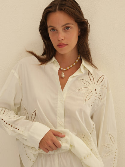 Embroidered Button-up Shirt