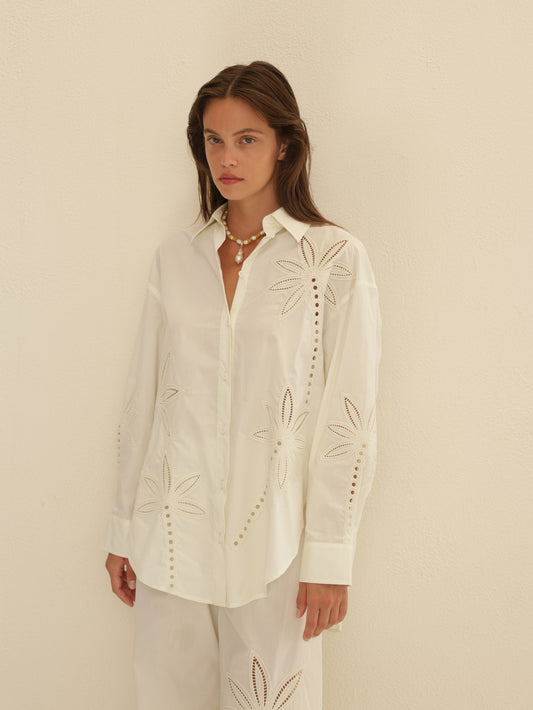 Embroidered Button-up Shirt