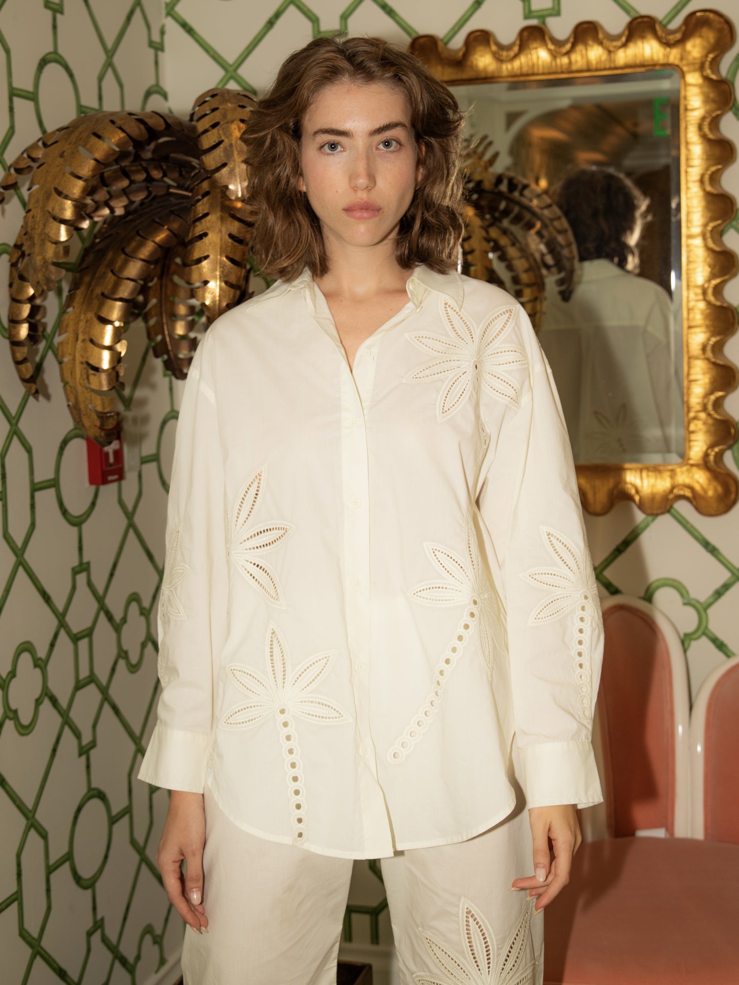 Embroidered Button-up Shirt