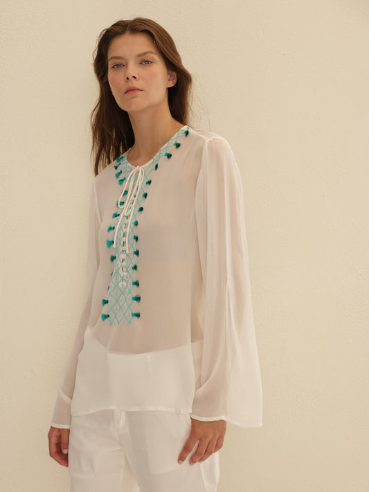 Embroidered Viscose Shirt