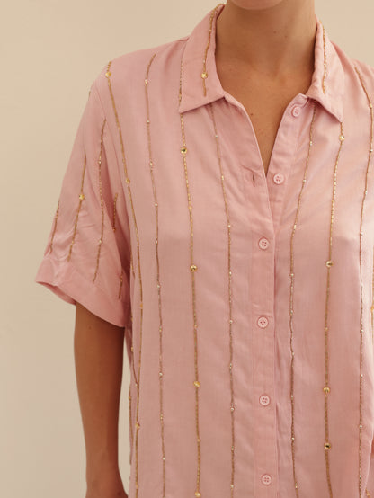 Beaded Button-down Shirt