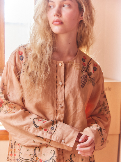 Embroidered linen shirt