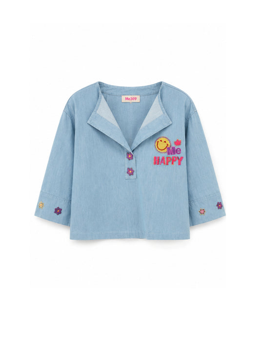 Lily Embroidered Boxy Denim Shirt