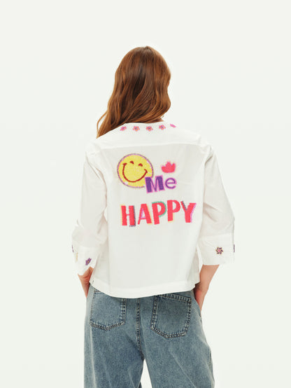 Lily Embroidered Boxy Denim Shirt
